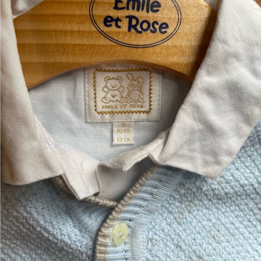 Emile et Rose Baby Linen shirt short and vest sweater  18 mos - Picture 7 of 7